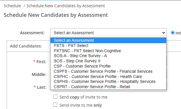 PAC help: select assessment