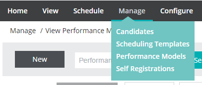 PXT Select menu: Manage