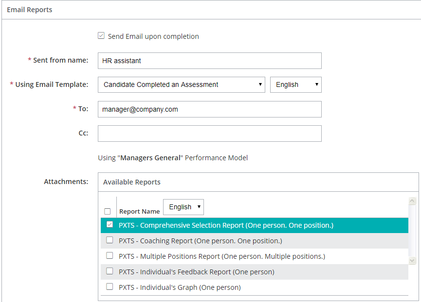 PAC: Email reports