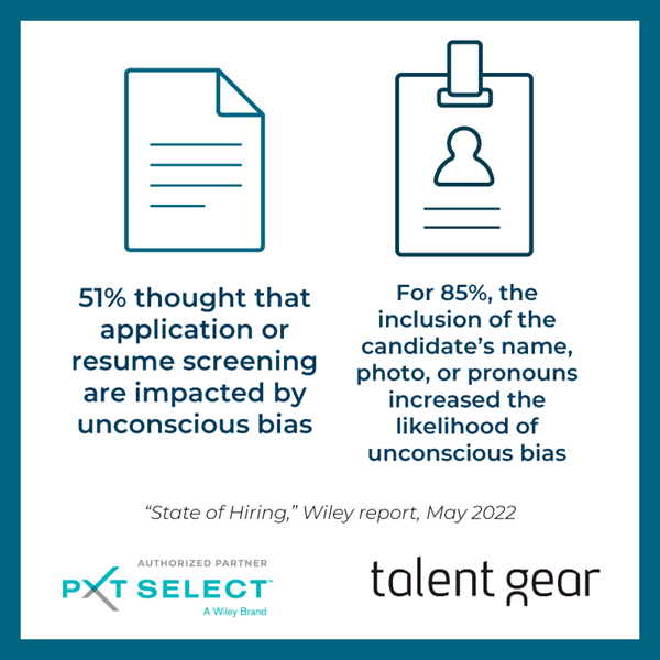 51%25 thought that application or resume screening are impacted by unconscious bias